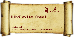 Mihálovits Antal névjegykártya
